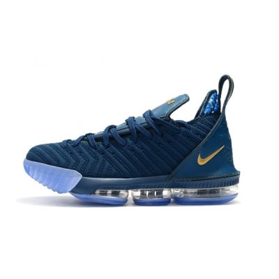 Nike Erkek Lebron 16 Koyu Yeşil / Mavi / Metal Altın Basketbol Ayakkabısı Türkiye - RSL8L9C8